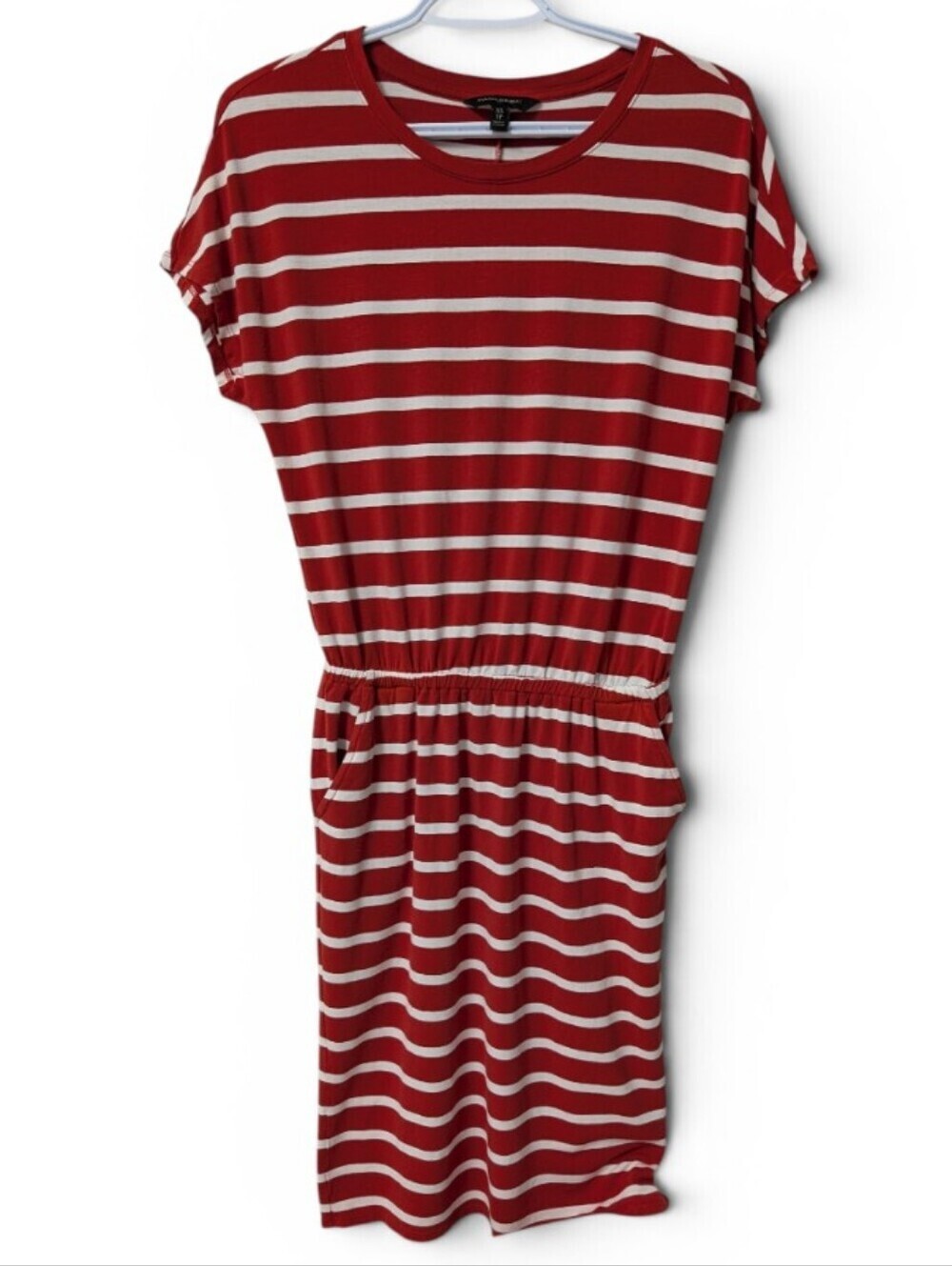 Banana Republic short-sleeve red and white striped t-shirt dress - Picture 3 of 6